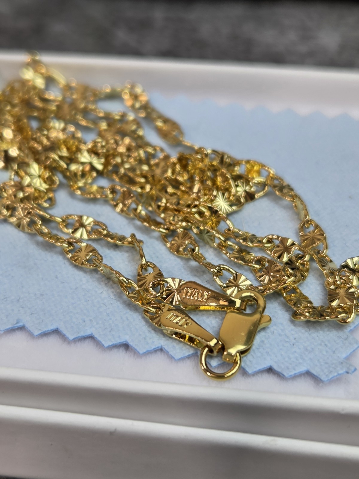 27″ Gold Plated Diamond Cut Chain Necklace 3mm Italy Style Long Sparkle Link