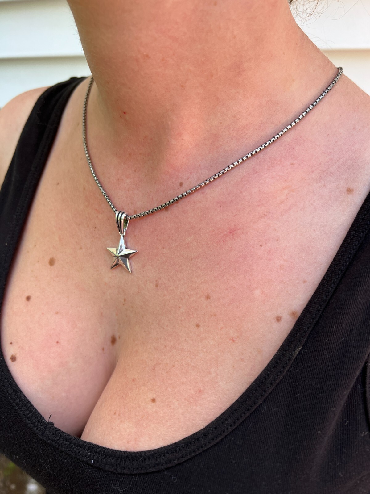 Real 925 Silver / 14k Gold Plated Star Superstar Oxidized Pendant Necklace Charm