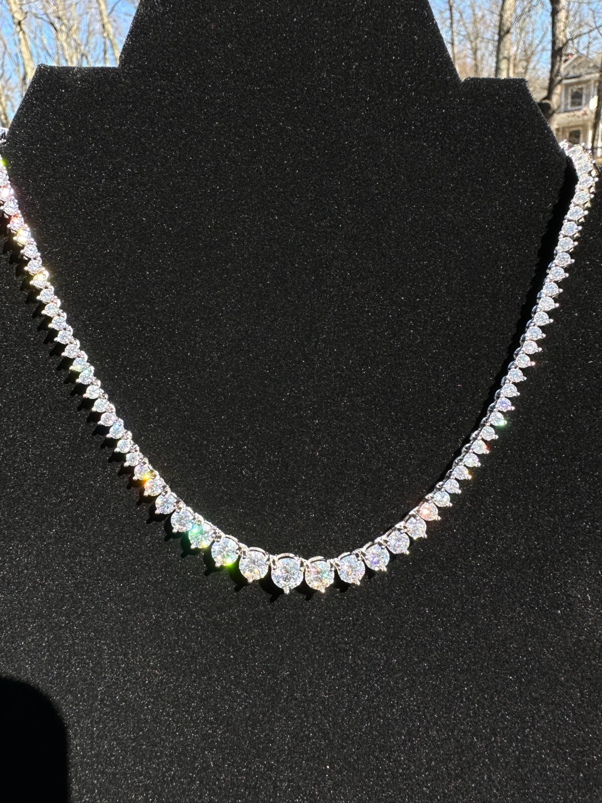 Real Iced MOISSANITE Riviera 3-7mm Graduated Tennis Chain Necklace – VVS D Color