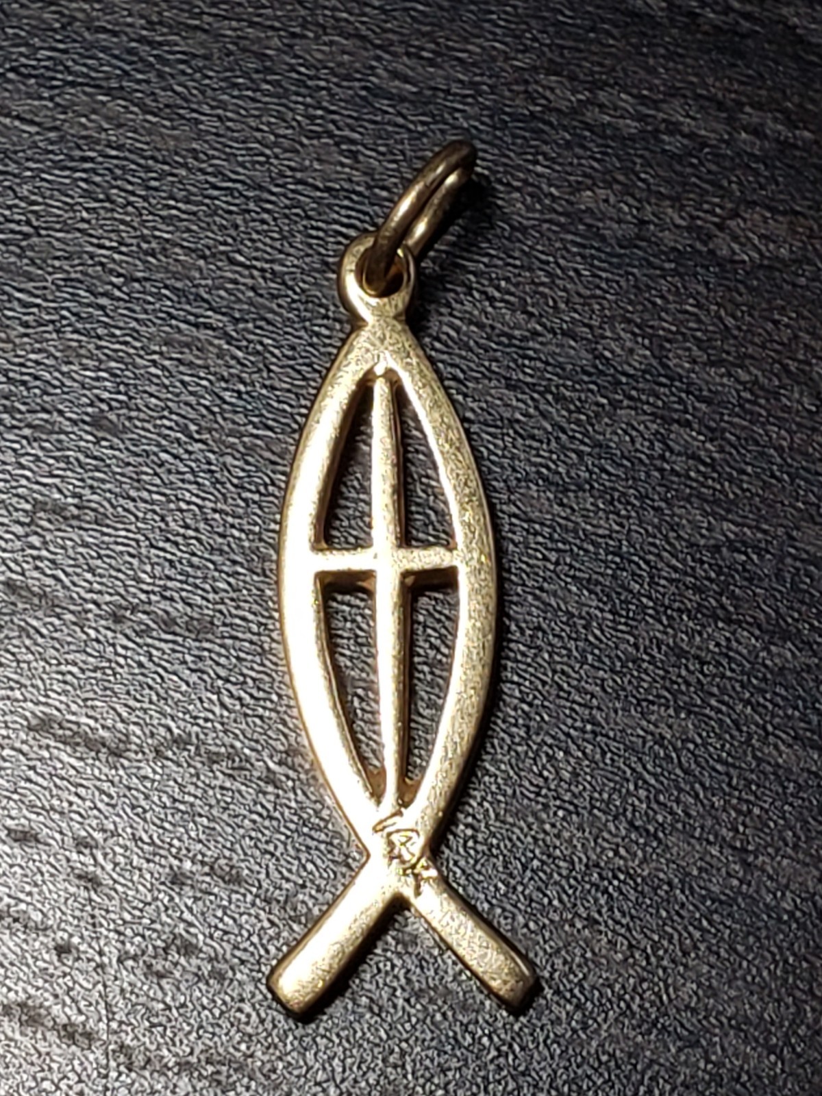 14 Karat Yellow Gold Ichthus With Cross Pendant
