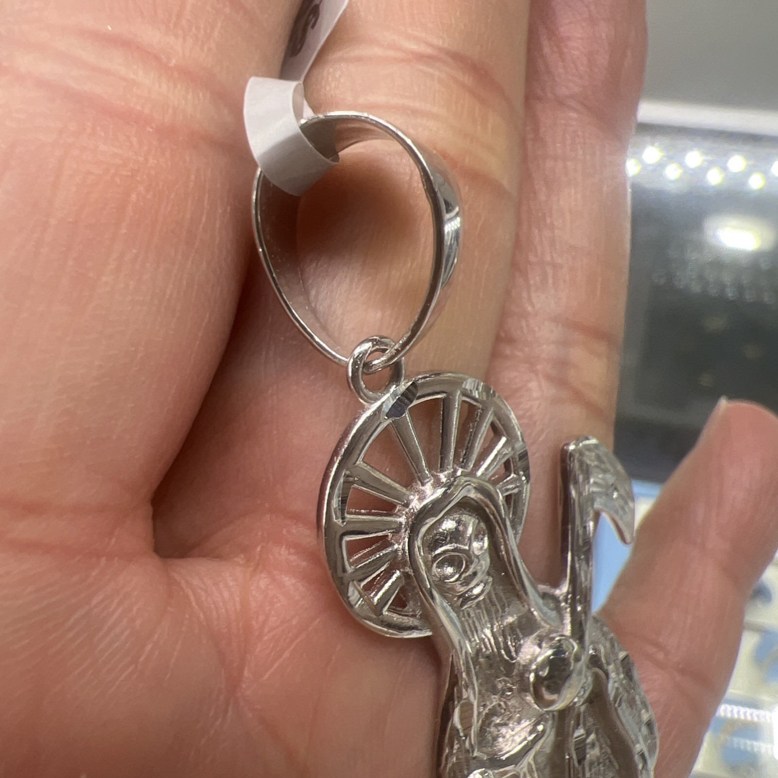 Sterling Silver Grim Reaper Pendant Dije de la Santa Muerte en PLATA XLarge 3”