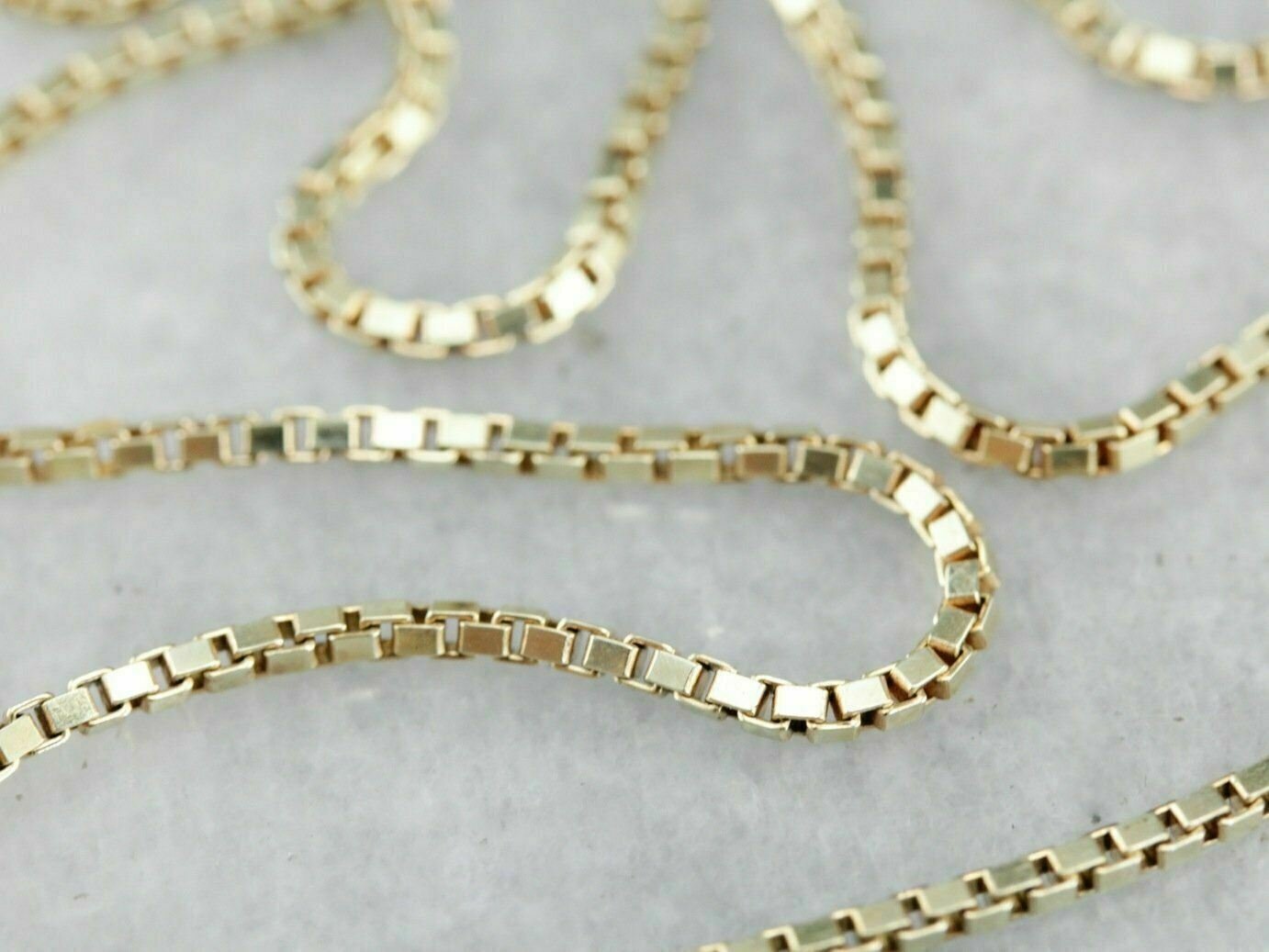 14K Solid Yellow Gold Box Necklace Chain 0.50mm 16” Inch Real 14k Yellow Gold