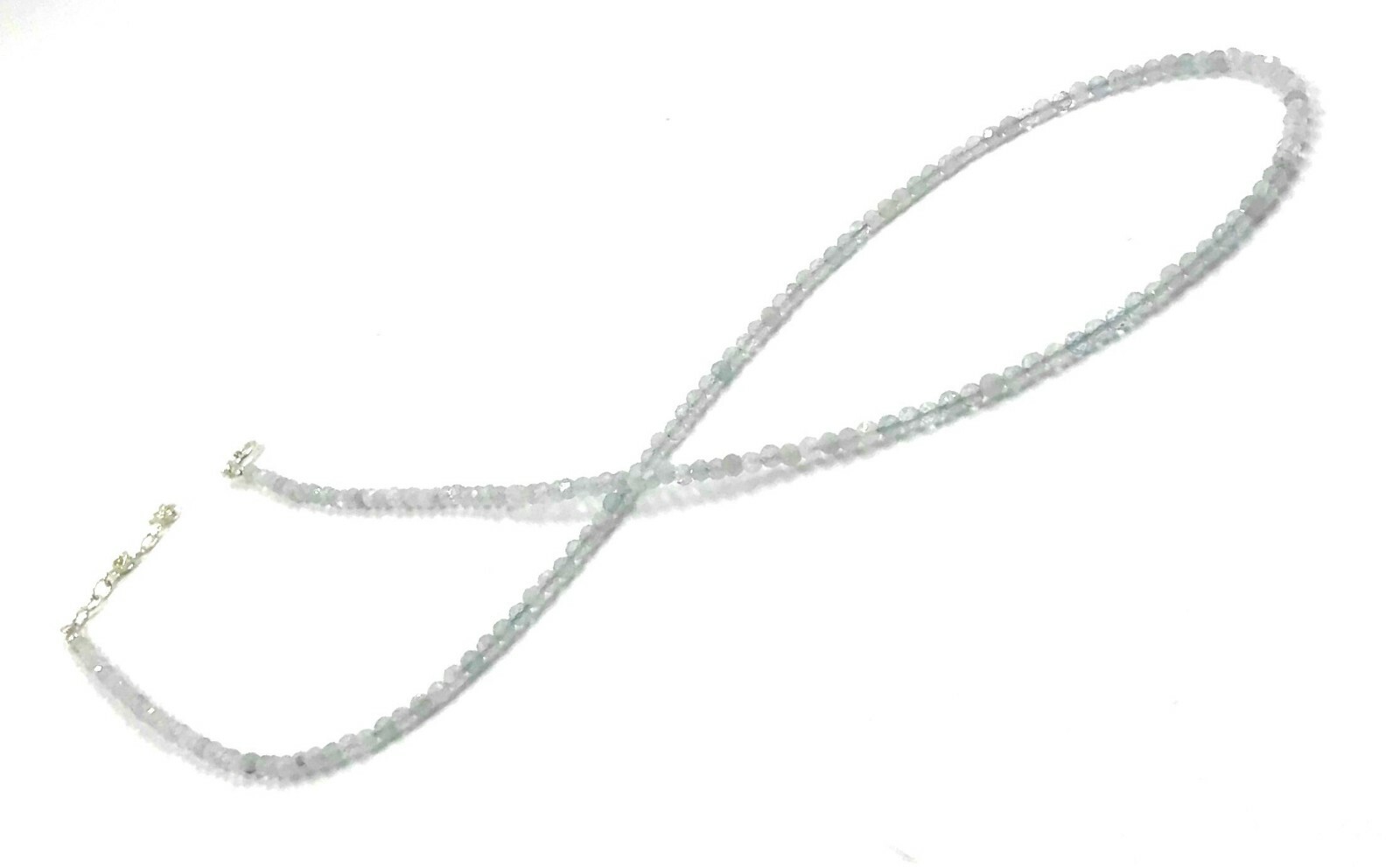 Genuine Aquamarine Beads 925 Silver Necklace Jewelry Women Handmade USA SELLER