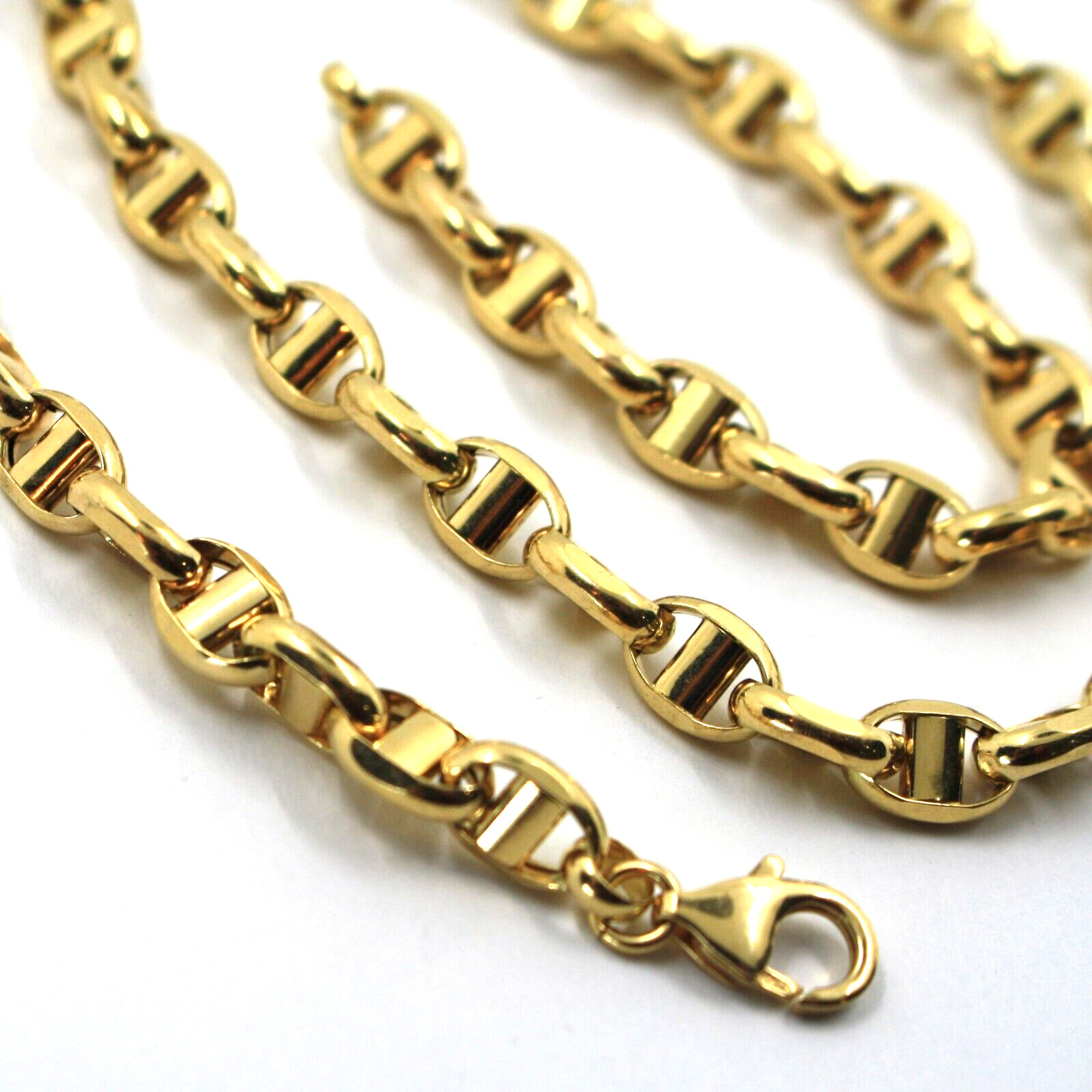 18k yellow gold big 6.7mm oval anchor mariner nautical rounded chain 27.5″ 70cm