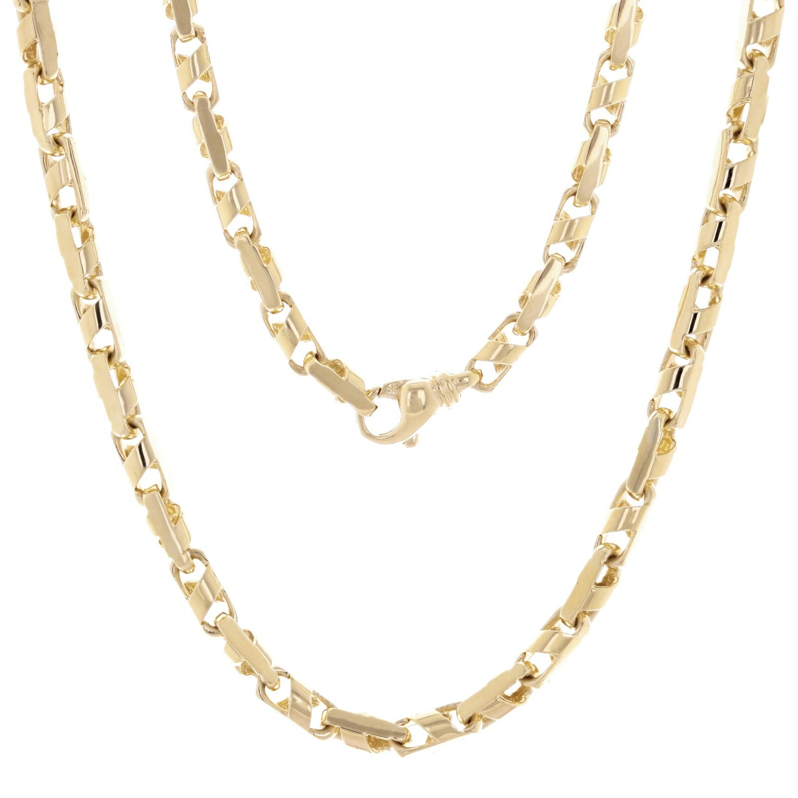 14k Yellow Gold Handmade Fashion Link Necklace 22″ 5.5mm 62 grams