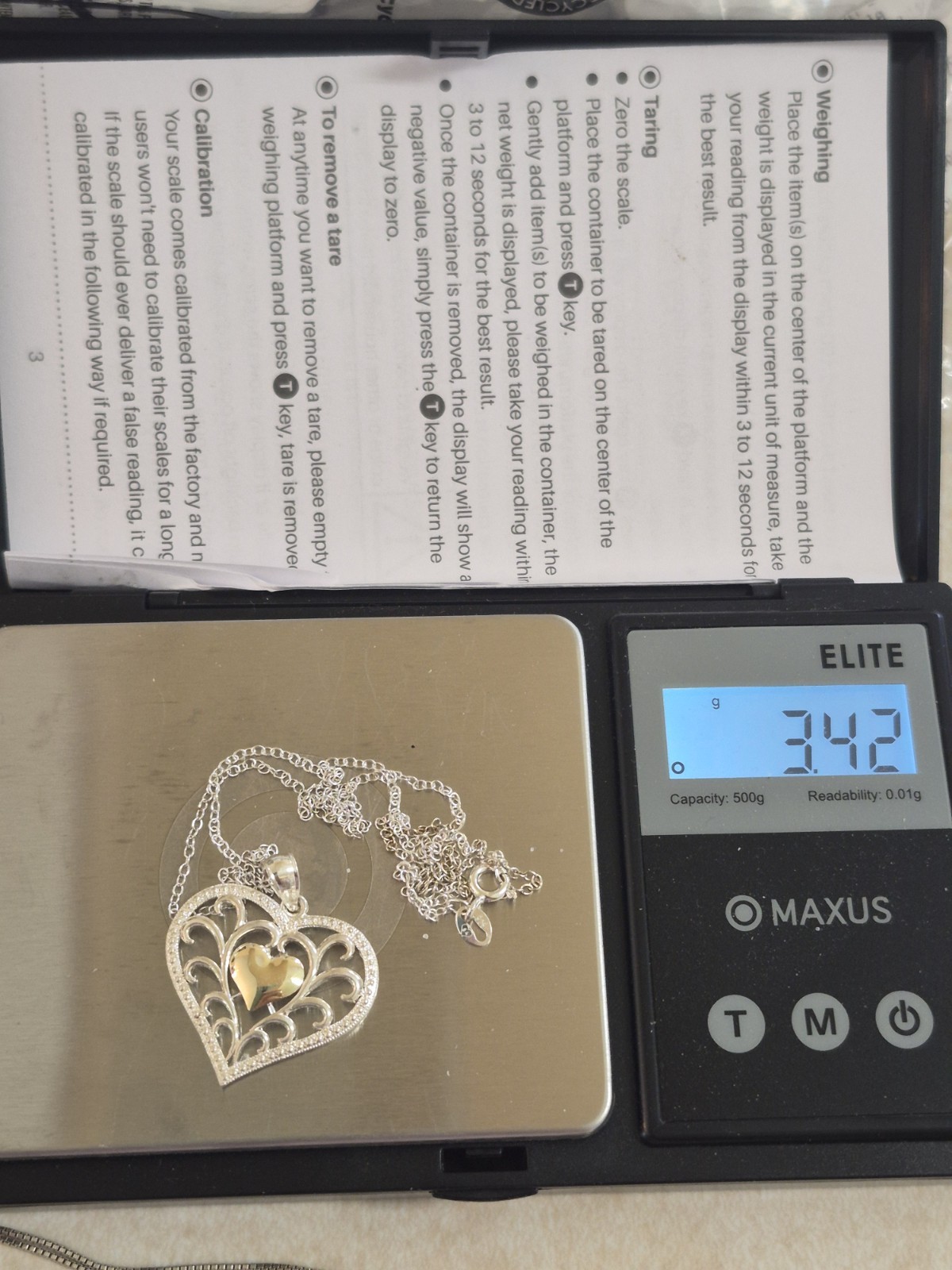 Stefani Argento .925 Sterling Silver and 10k Gold Heart Pendant Necklace