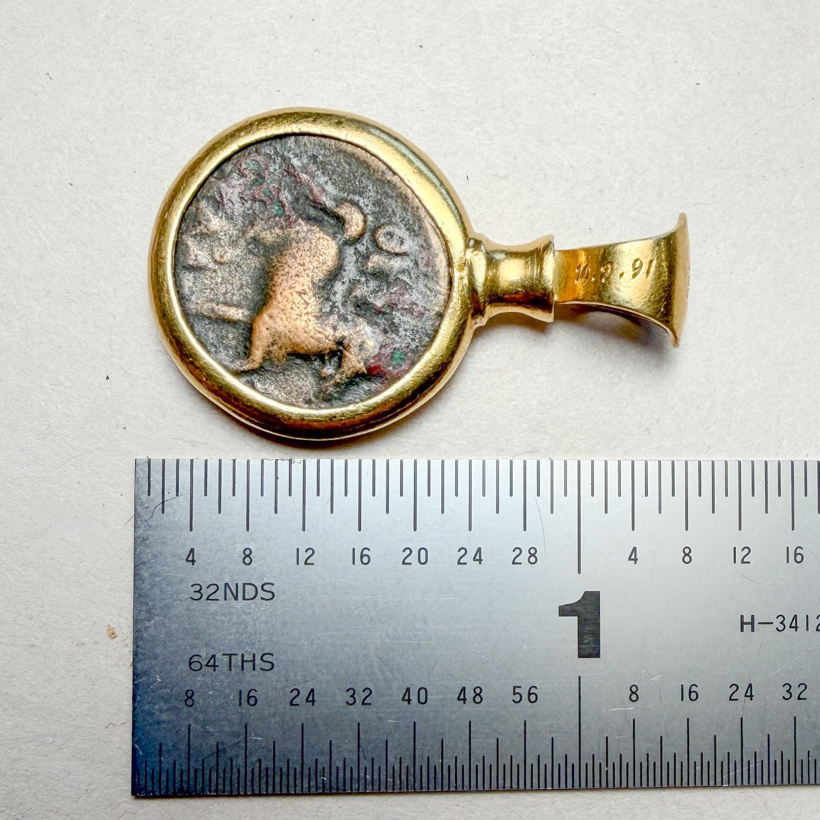 Vtg 18K Gold Ancient Coin Pendant Philip II Macedon 359 BC Alexander the Great