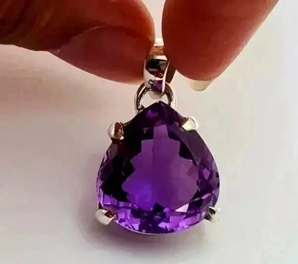 25 Ct Natural Purple Sapphire Pear Cut 925 Solid Silver Pendant Gemstone