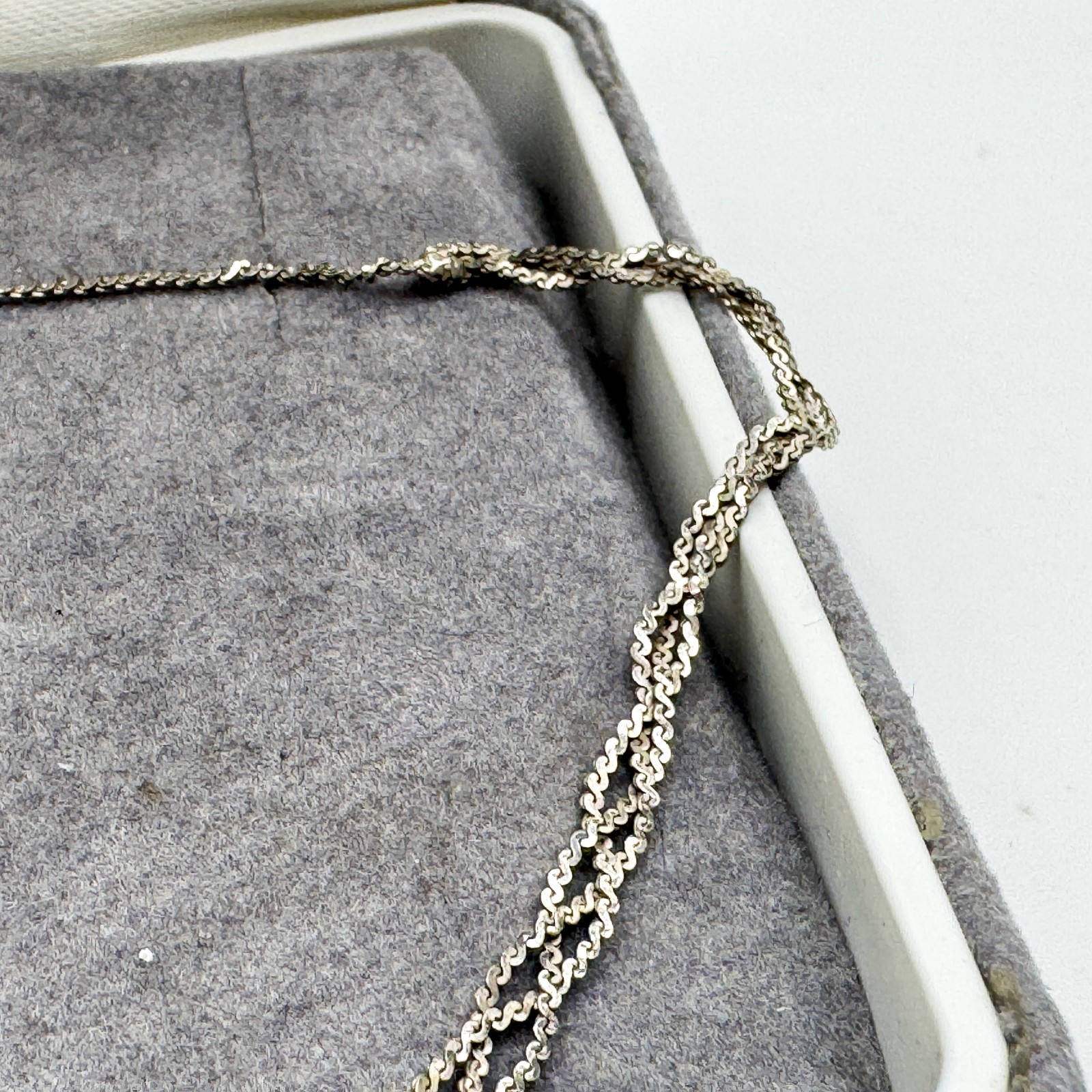 Vintage 925 Sterling Silver Plait Link Chain Necklace 38cm Spring Ring Clasp