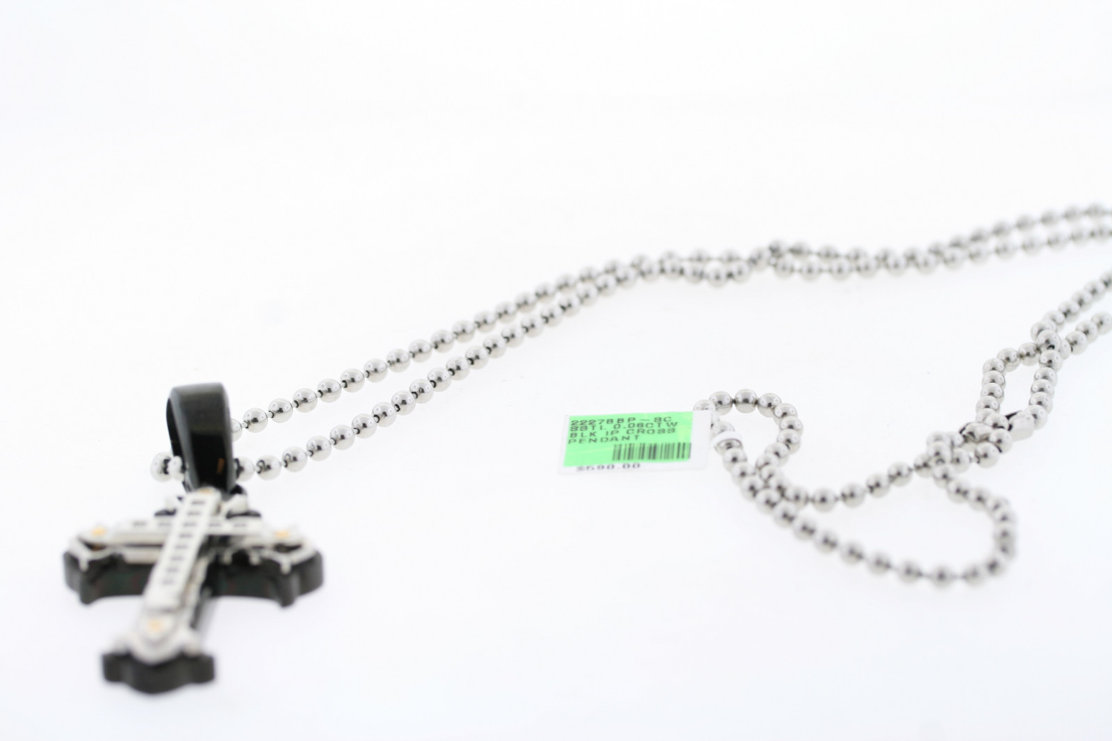 Black & Blue Jewelry Co. 2-Tone Stainless .06ctw Natural Diamond Cross Necklace