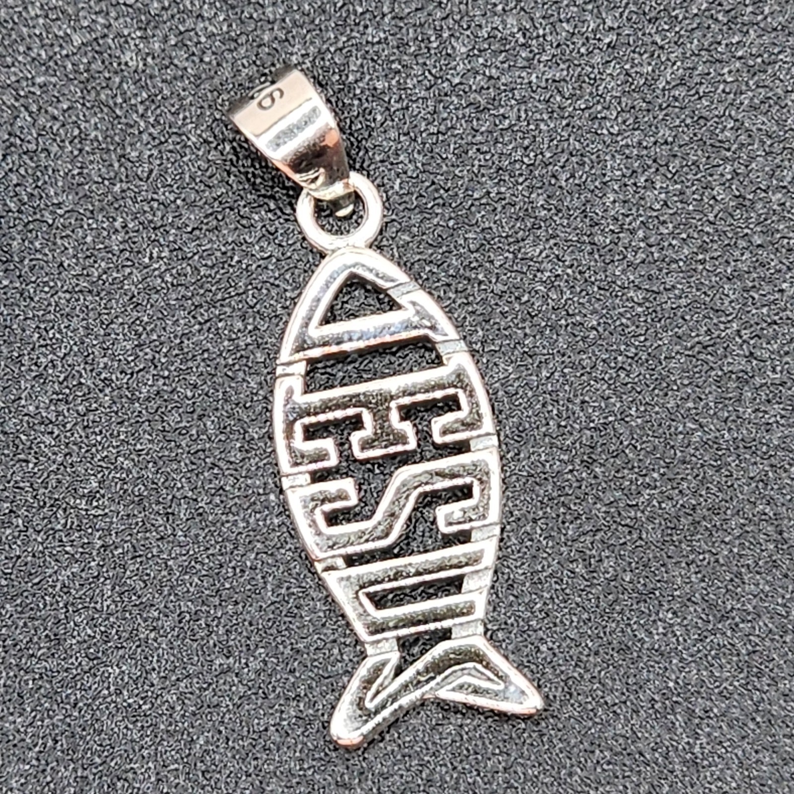925 NEW Sterling Silver Pendant-Jesus Fish Ichthus Pendant 21mm Length 8mm Width