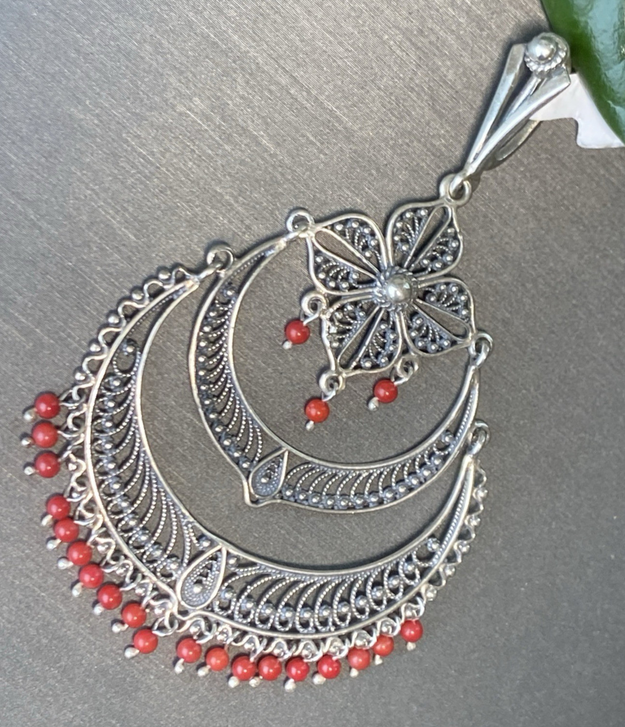 Vintage Pendant Estate Fine Jewelry Pre-Owned Sterling Silver Statement Filigree