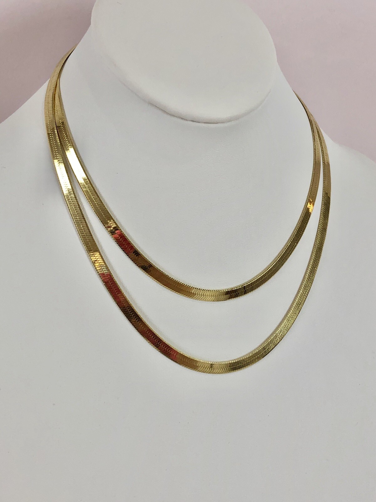 Herringbone Necklace 14k Italian Gold Plated Sterling Silver | 5MM | 16”inches