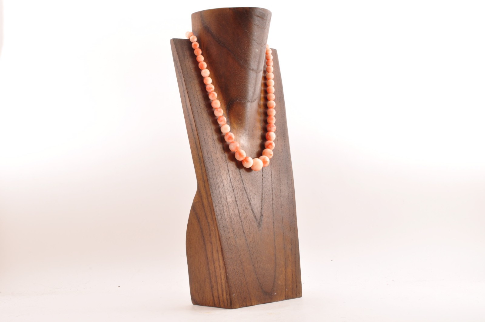 Angel skin coral Necklace and rose earrings set (17.3in 255ct) and Certificate.