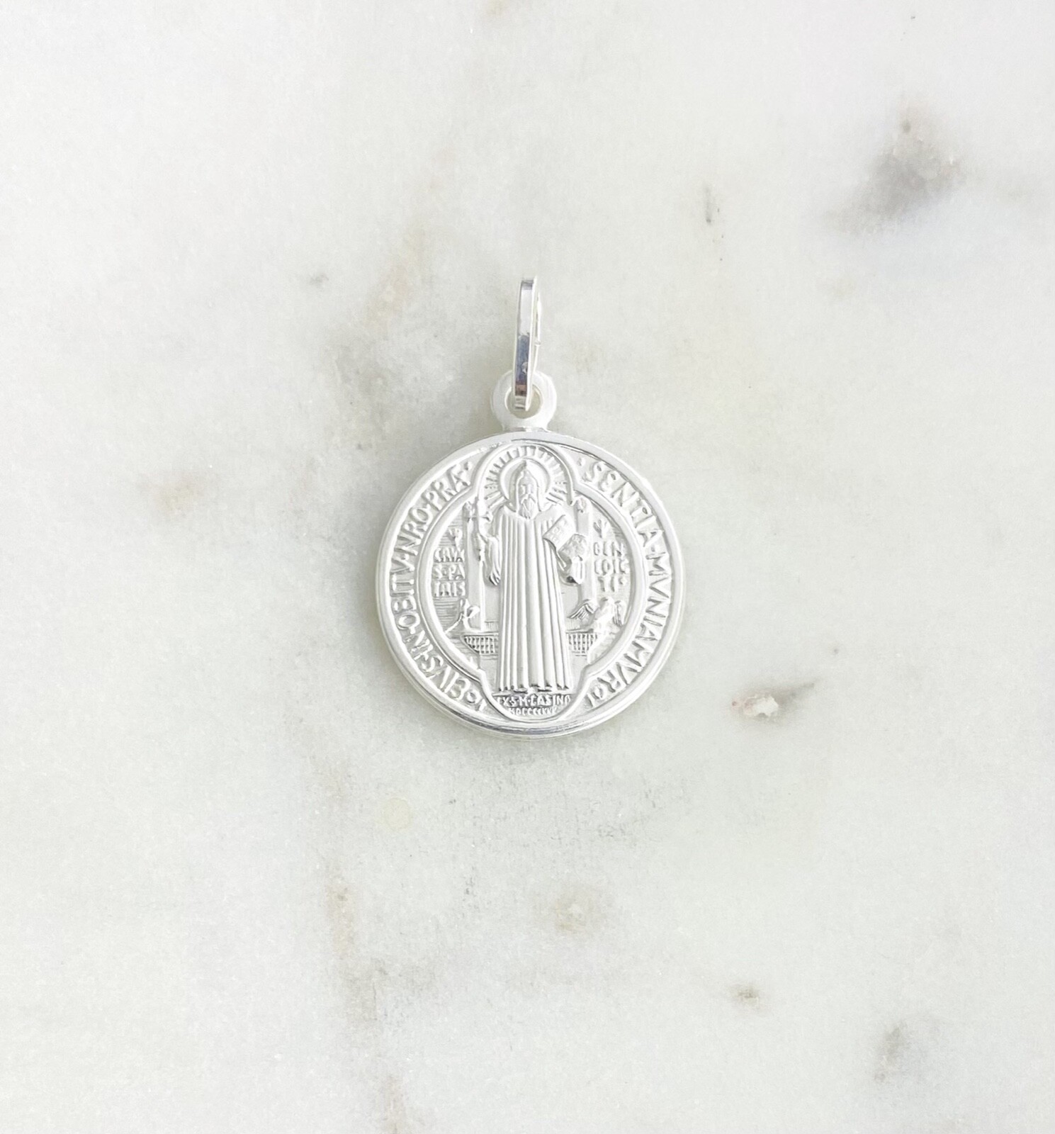 925 Silver Saint Benedict 18mm Pendant Or Necklace Good Luck ,Protection-P158