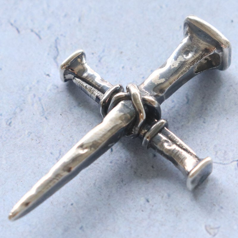 9.5g Cross Of Nails Christianity Pendant Real 925 SOLID STERLING SILVER Pendant