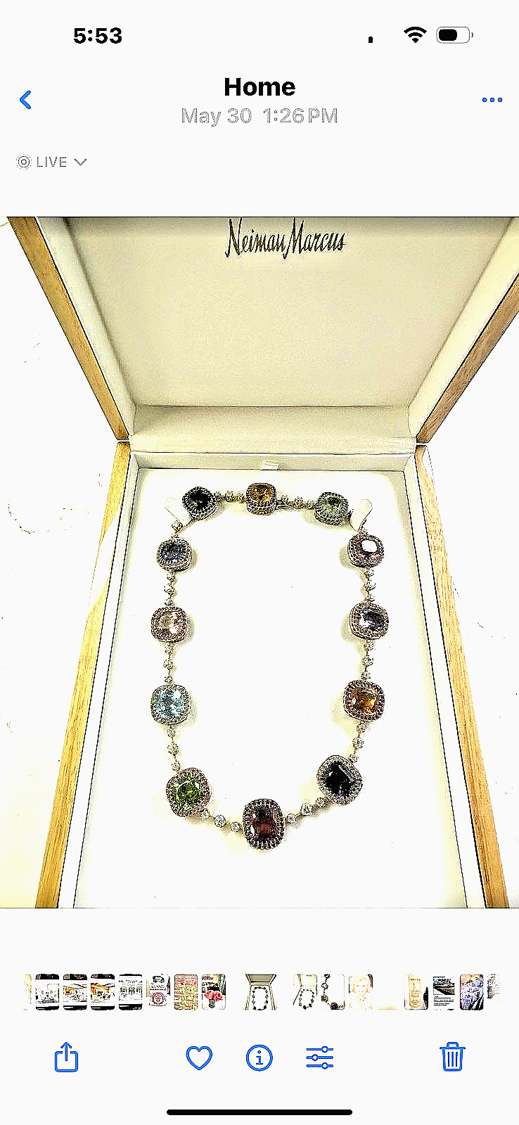 Neiman Marcus designer Laura Munder diamond & precious cushion cut gem necklace