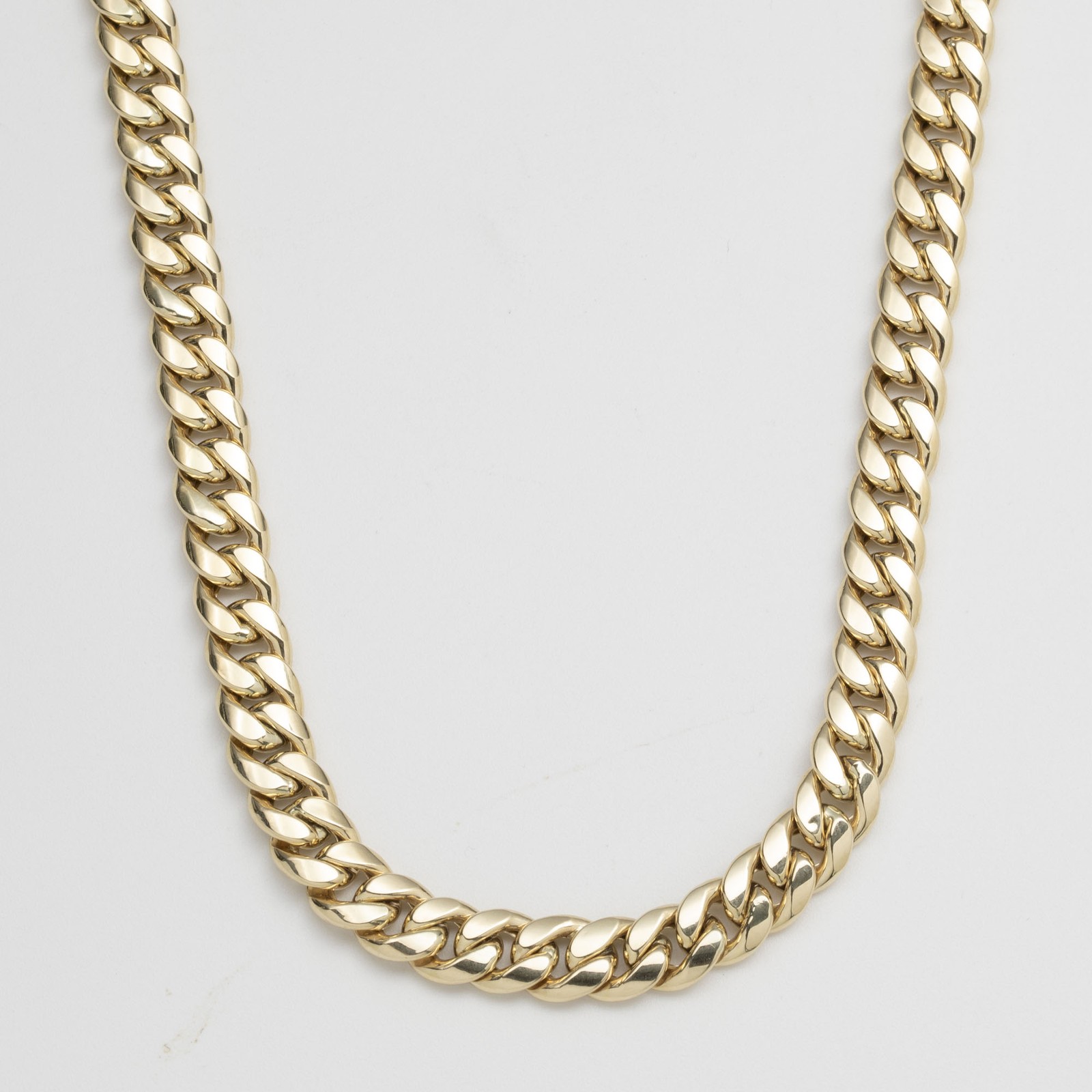 14K Yellow Gold 7.5mm Miami Cuban Link Chain Box Lock Necklace All Sizes