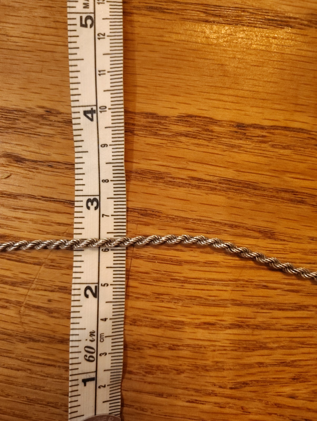 925 Sterling Silver Rope Chain Necklace Hook Closure . 21″. 2mm Width.