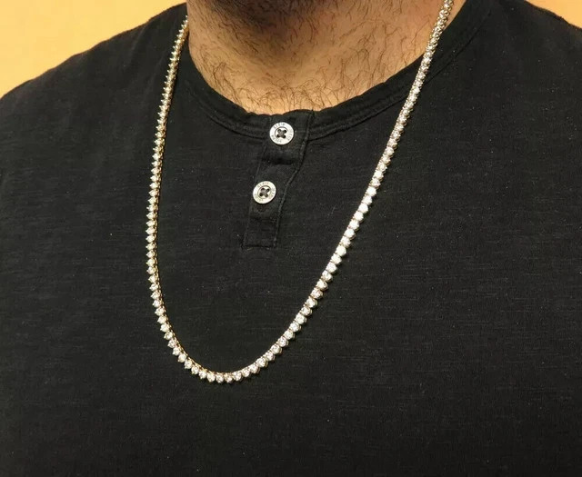 15Ct Round Cut Lab Created Diamond Tennis Necklace 14k Yellow Gold Over