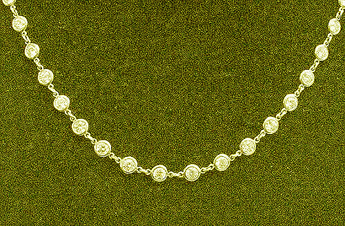 7.65 ct Round Diamond By The Yard 18k Yellow Gold Necklace 0.15 ct each 18″ F VS