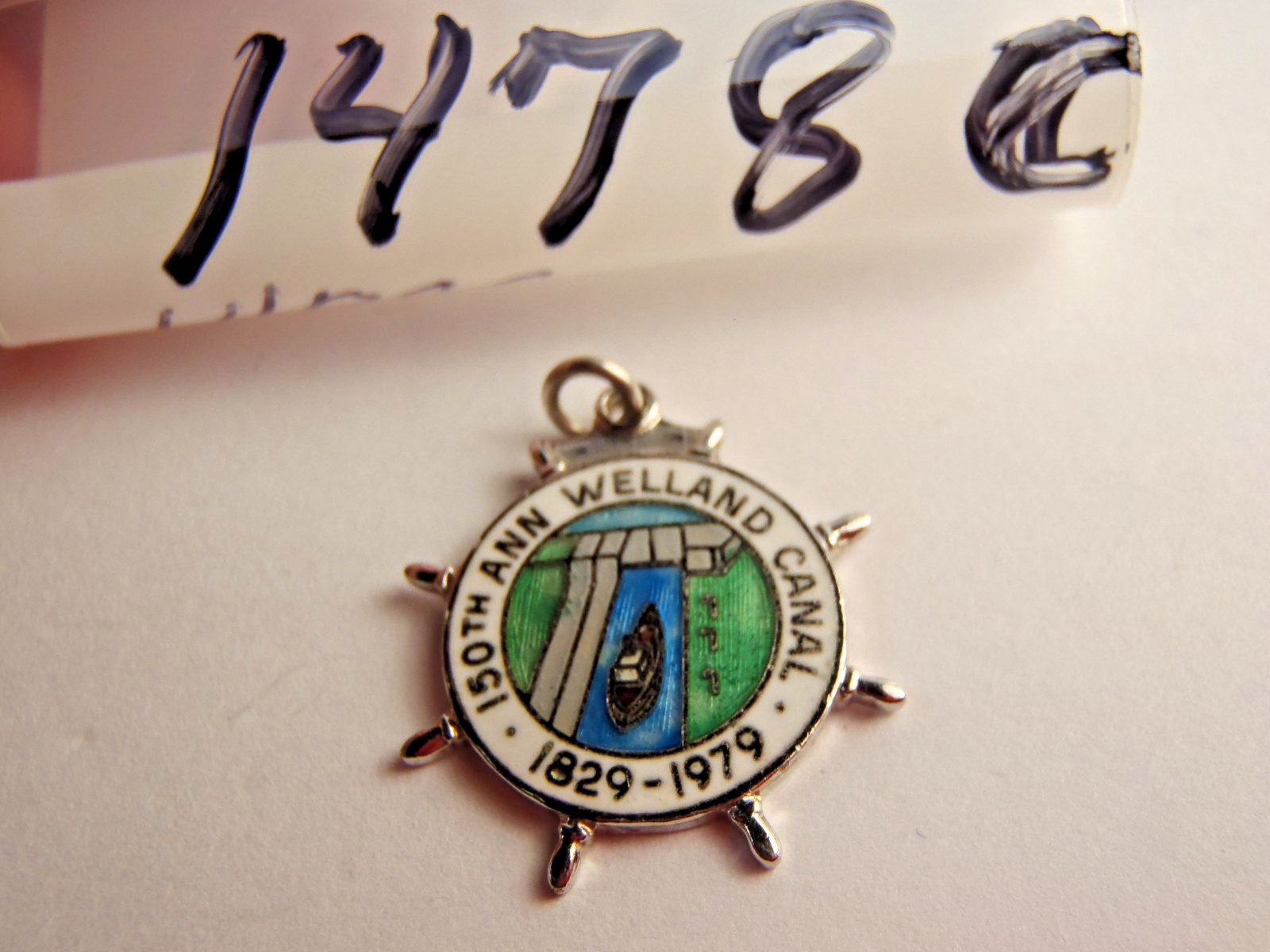 Welland Canal 150th Anniversary Sterling Silver Enamel Charm from 1979 Free Ship
