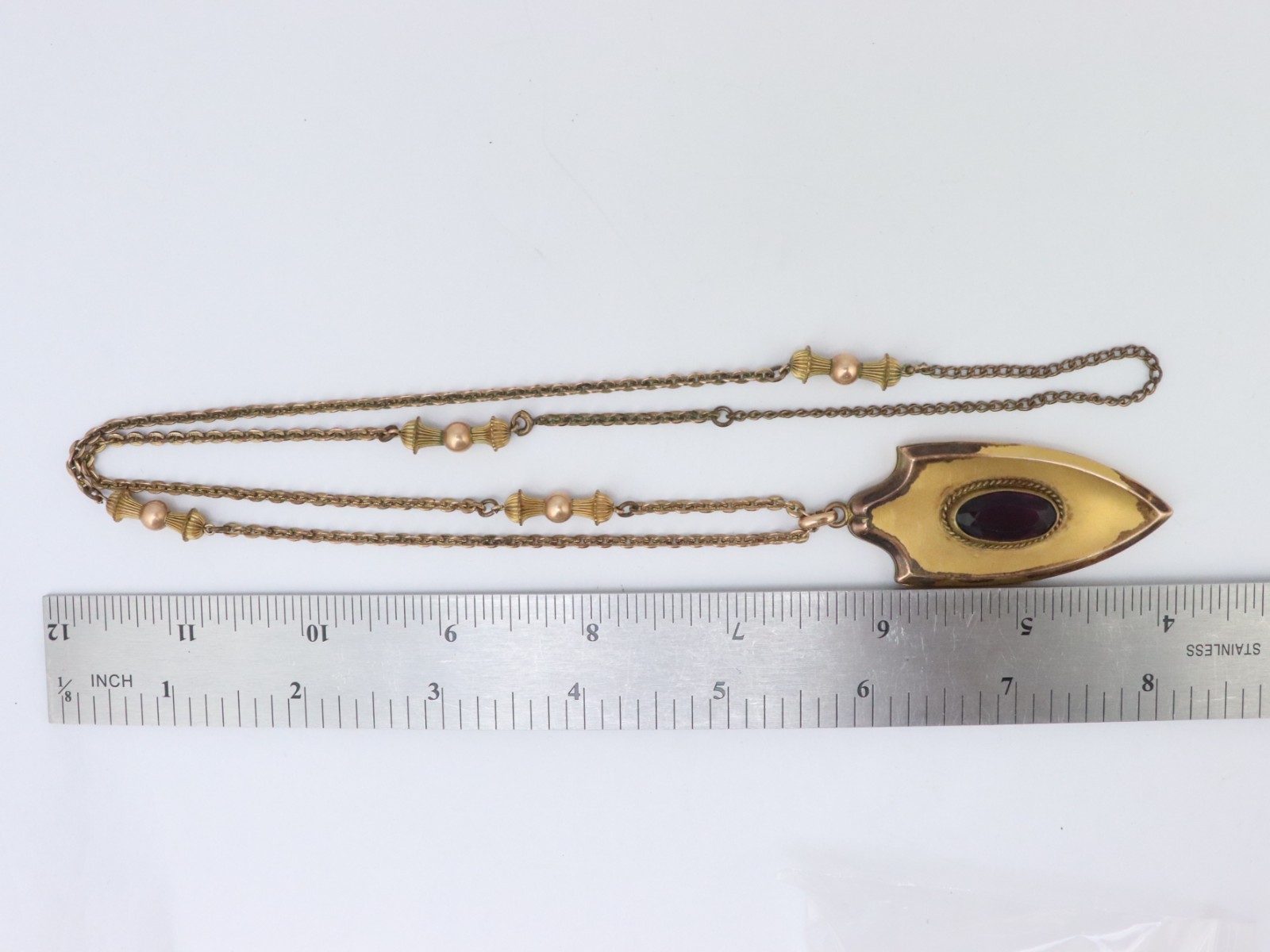 Vintage FLS Victorian Art Deco Paste Shield Locket Pendant Gold Filled 31 Grams
