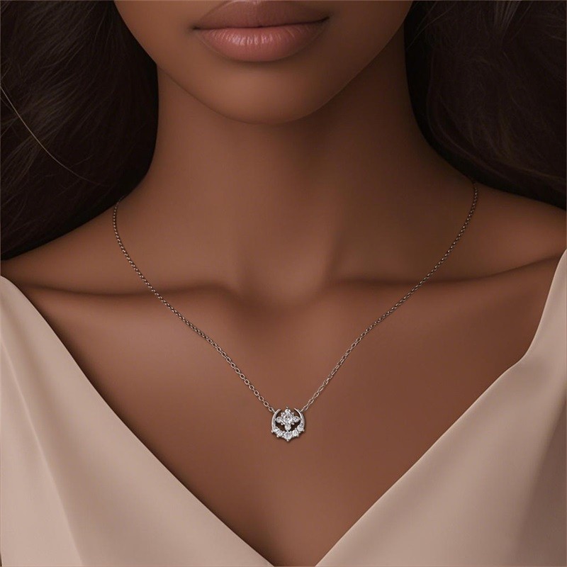 KUNSIR Sterling Silver Moon Crescent Pendant Necklace For Women Jewelry Gifts