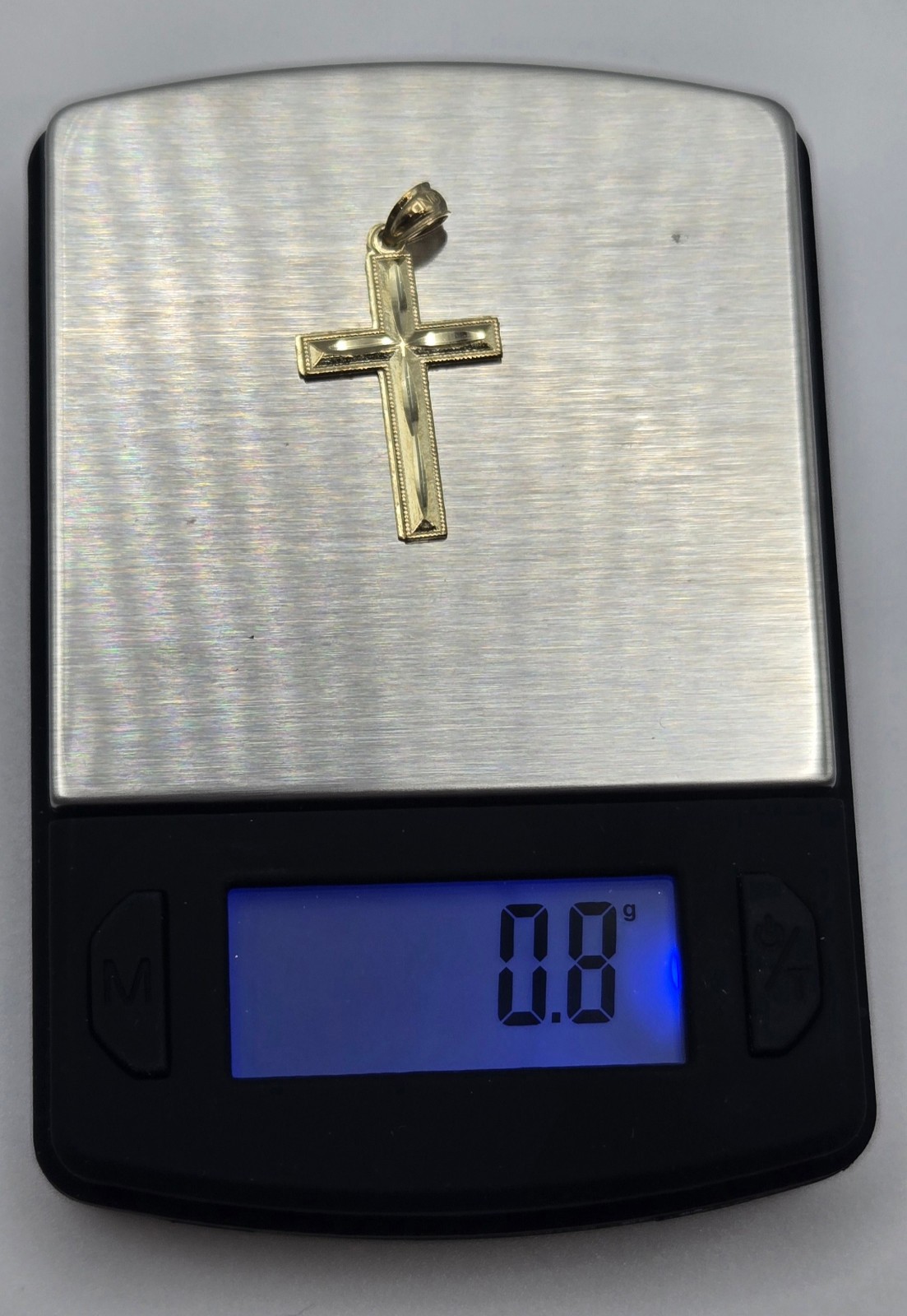 NEW 10K Solid Yellow Gold Cross Pendant 1inch, Diamond Cut, 3.5mm Bail, ITALY