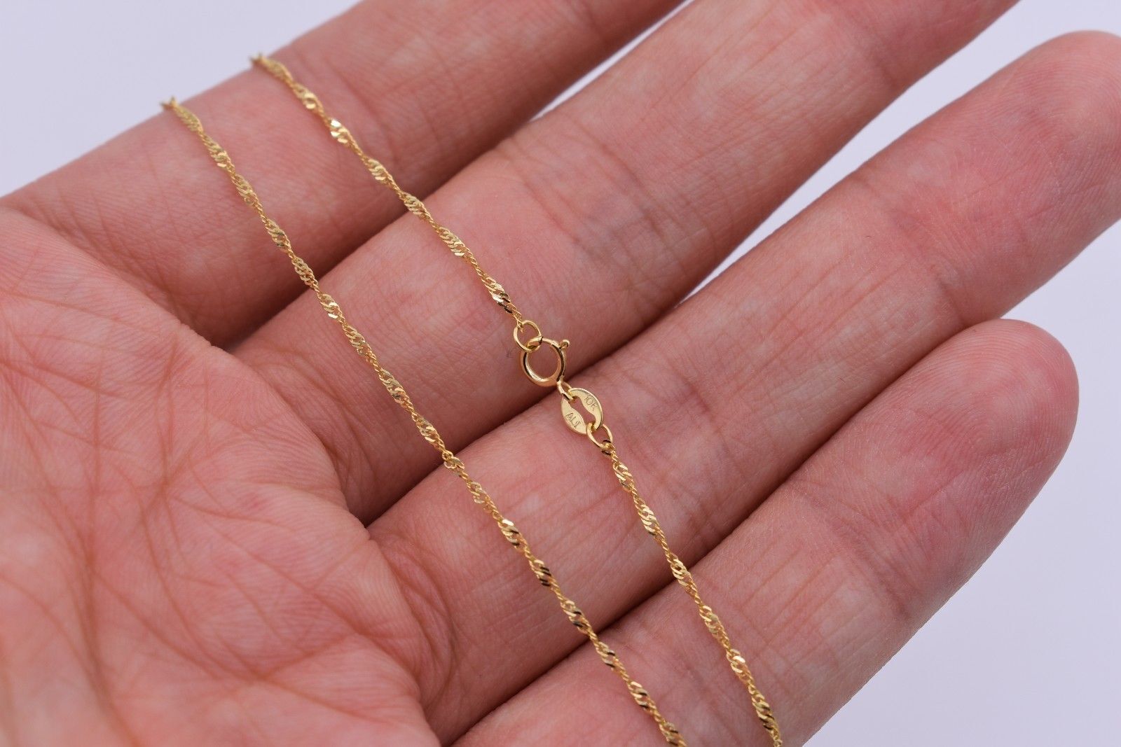 REAL 10K Yellow Gold Singapore Sparkle Chain Necklace 16″ 18″ 20″ 1.30mm