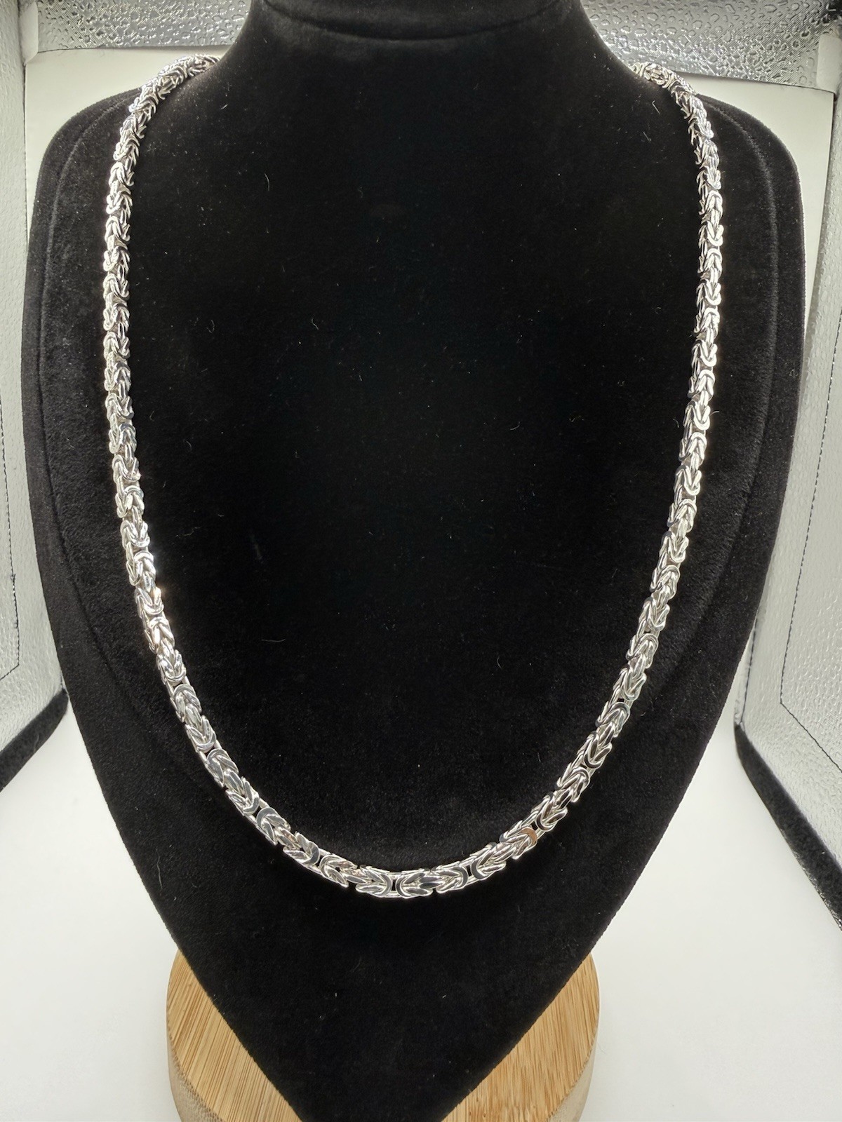 4mm Solid Sterling Silver 925 Byzantine Chain 22” Handmade High Polish