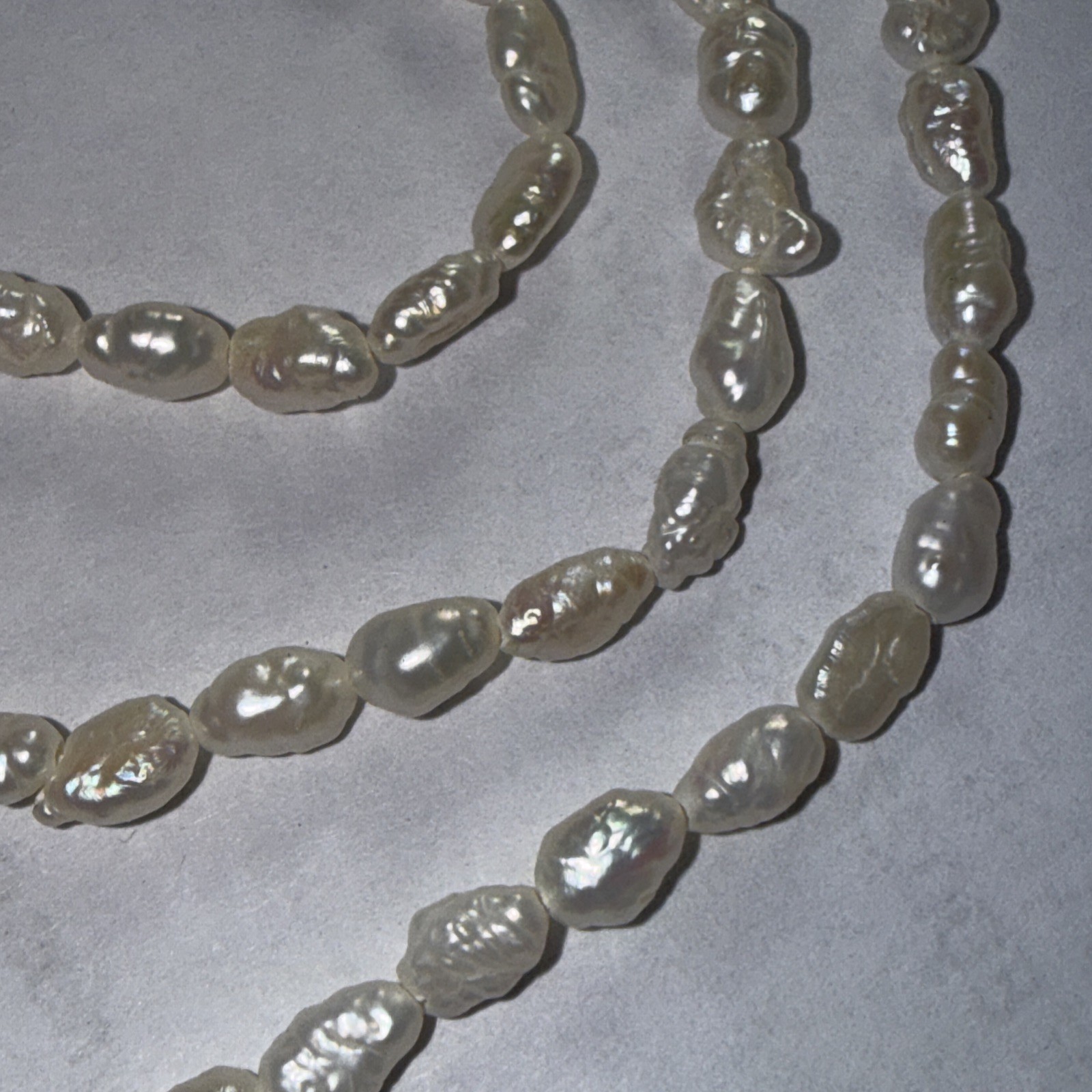 Necklace 14k Gold Cultured Rice Pearl 17” Unused Old Stock Vintage
