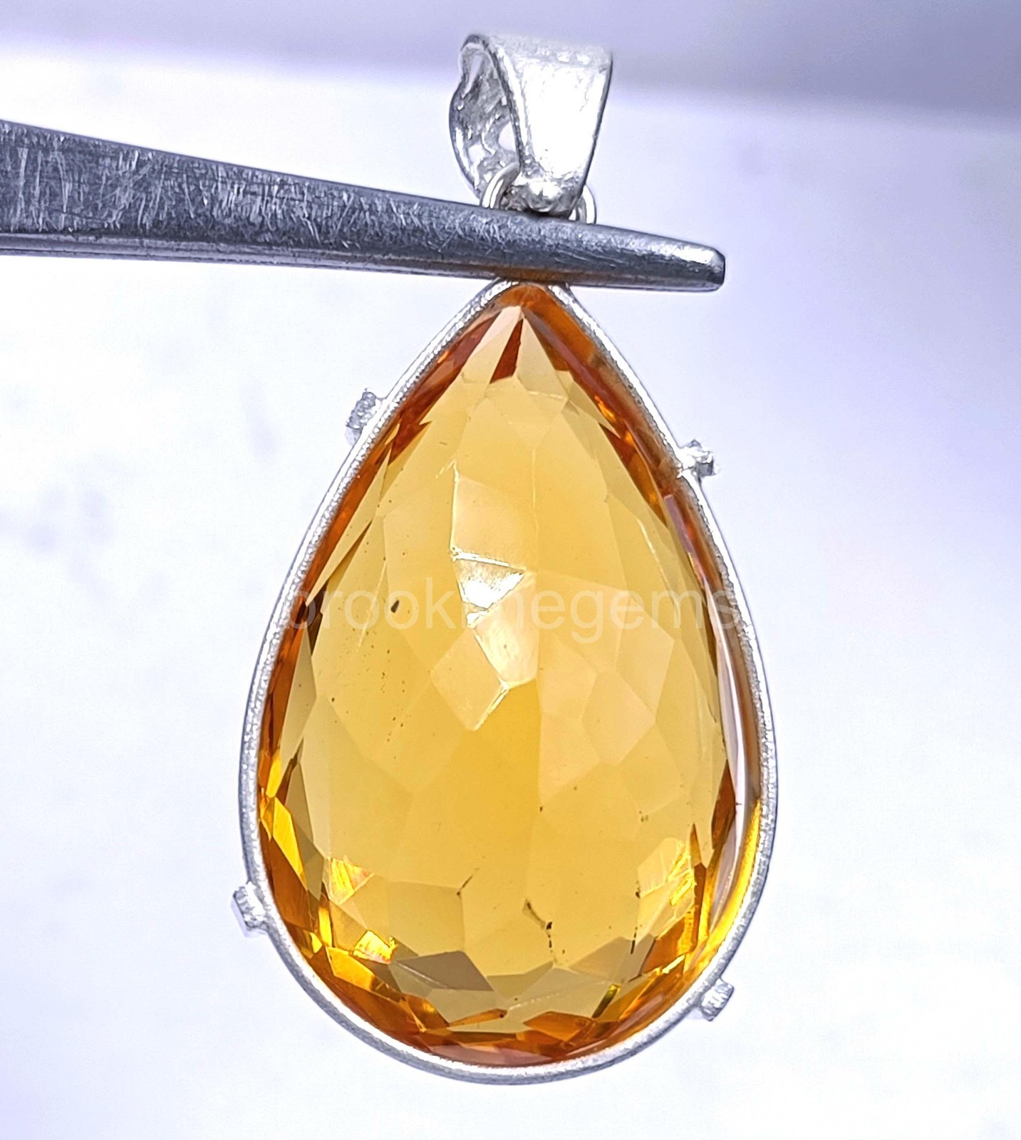 EGL Certified 98.65 Ct Yellow Sapphire Pendant in 925 Sterling Silver Gems 5OSS