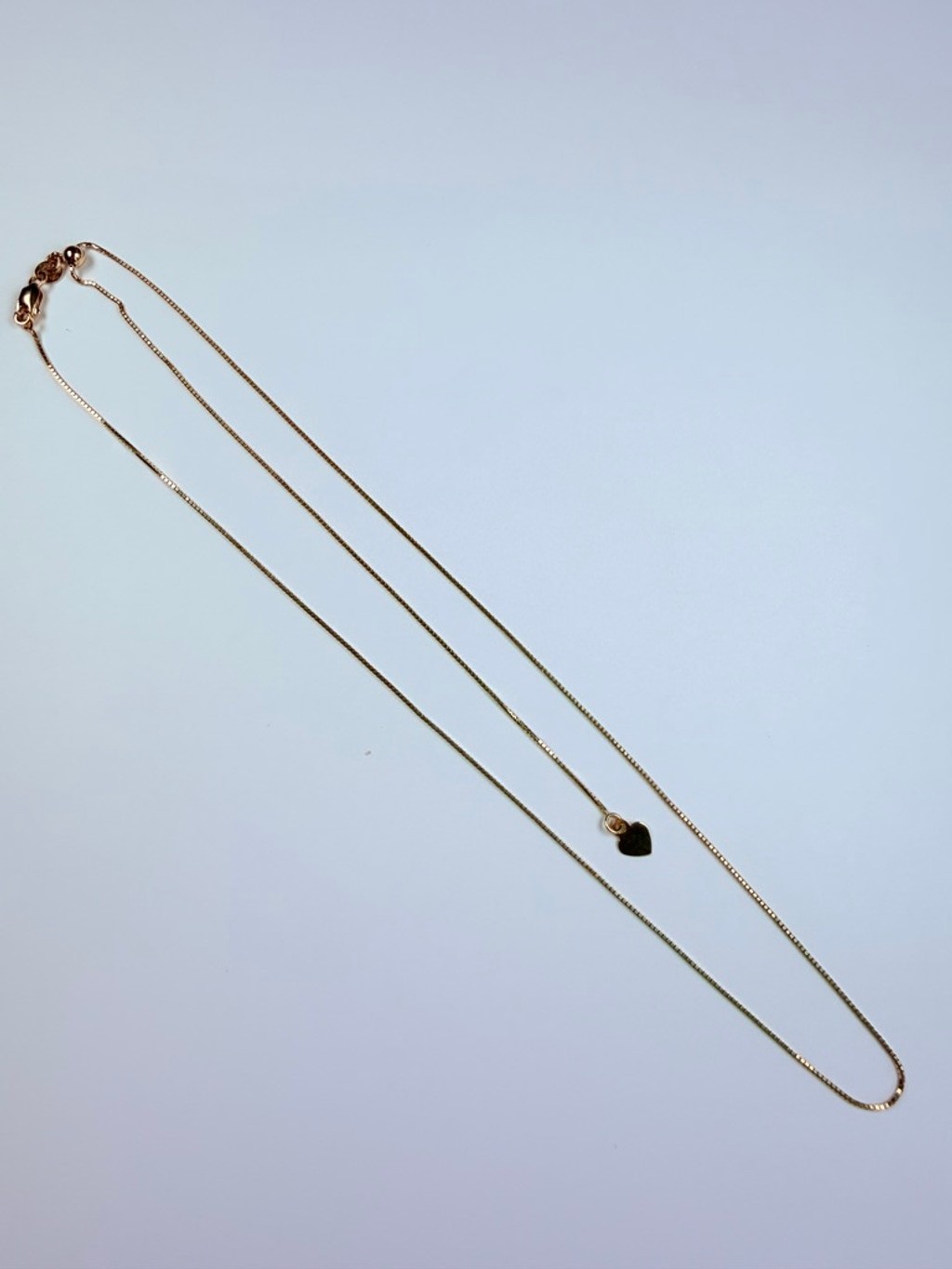 14K Solid Yellow Gold Box Link Chain Adjustable Slider Bead 1MM Necklace LGD
