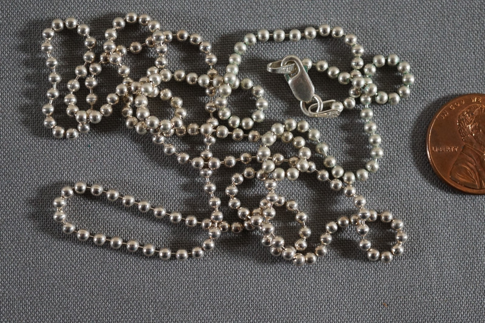 Vtg Sterling Silver Beaded Ball Link Italy Necklace 28″ – 11 Grams