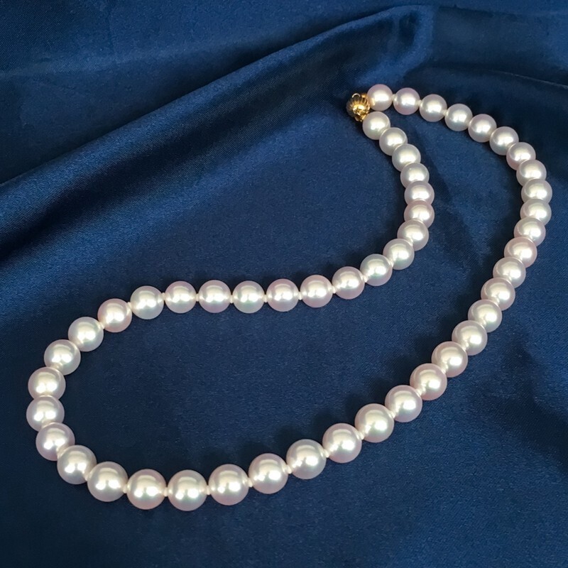 AAAAA 9-10 MM GENUINE NATURAL Australian south sea white Round pearl necklace 18