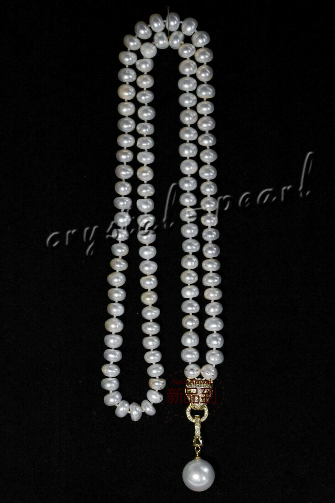 30″ AAA 9-10MM NATURAL SOUTH SEA WHITE PEARL NECKLACE +16mm SHELL PEARL PENDANT