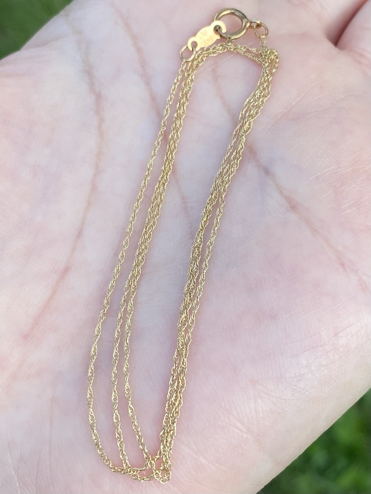 Real 14K Yellow Gold Wheat Chain Necklace – 18 Inches