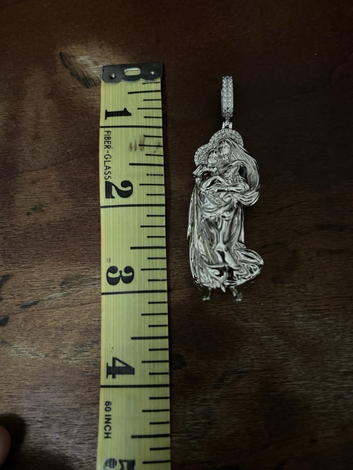 Sterling Silver Virgin Mary Pendant 29 Grams