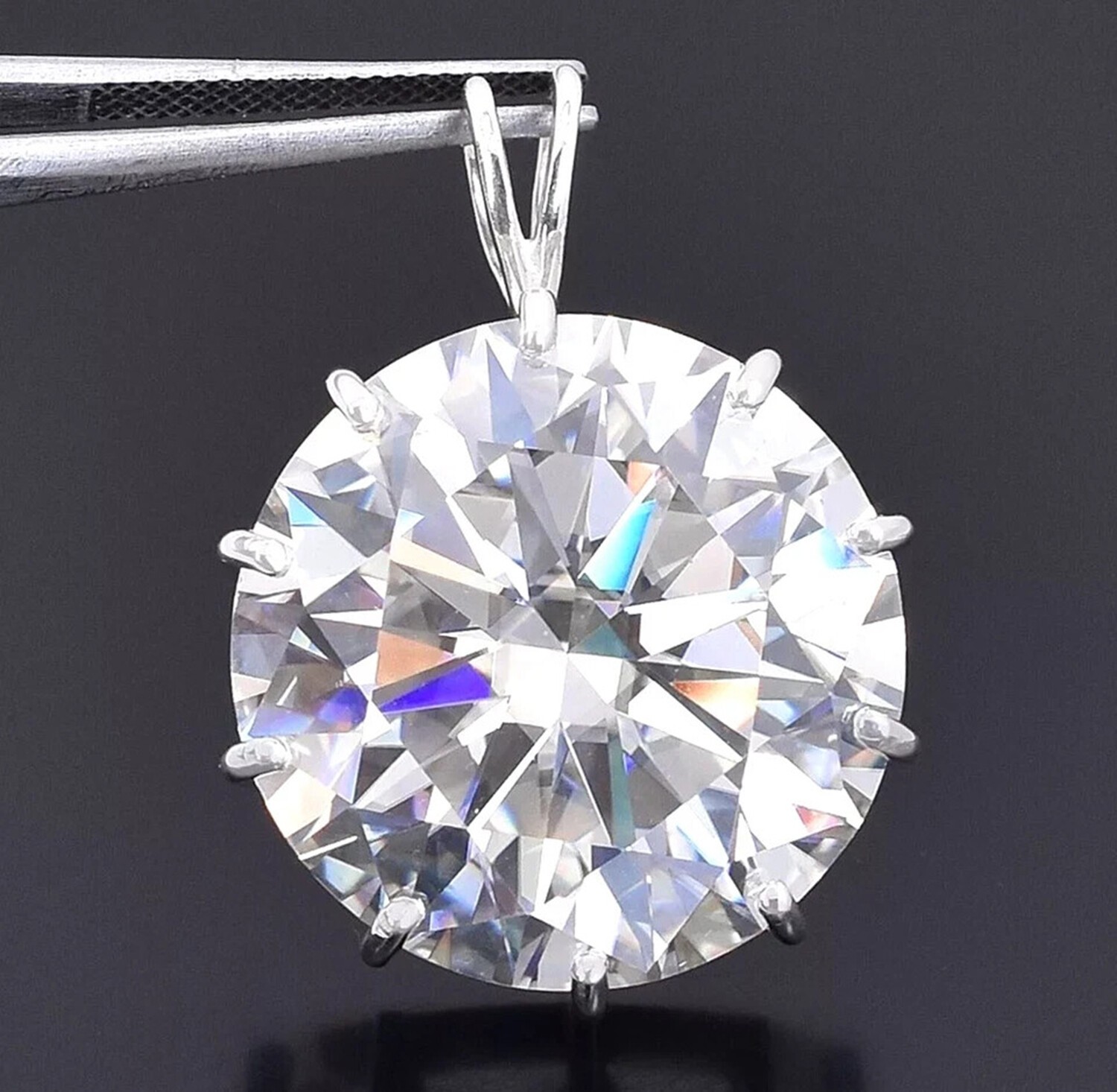 Birthday Gift 25 Ct Round Cut Lab Grown Diamond Statement Necklace 925 Silver