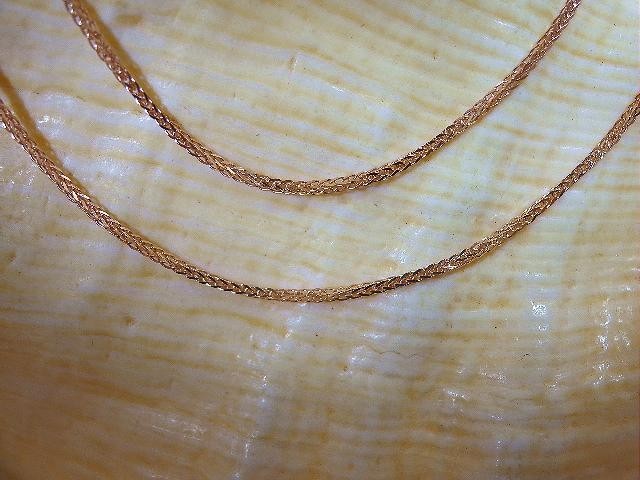 1.0MM SOLID 14K ROSE GOLD DIAMOND-CUT SPIGA SQUARE WHEAT CHAIN NECKLACE 16″-24″
