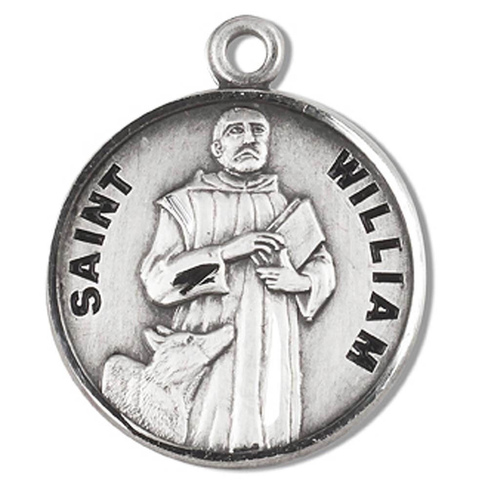925 Sterling Silver Saint William Pendant Medal Christian Necklace Made in USA