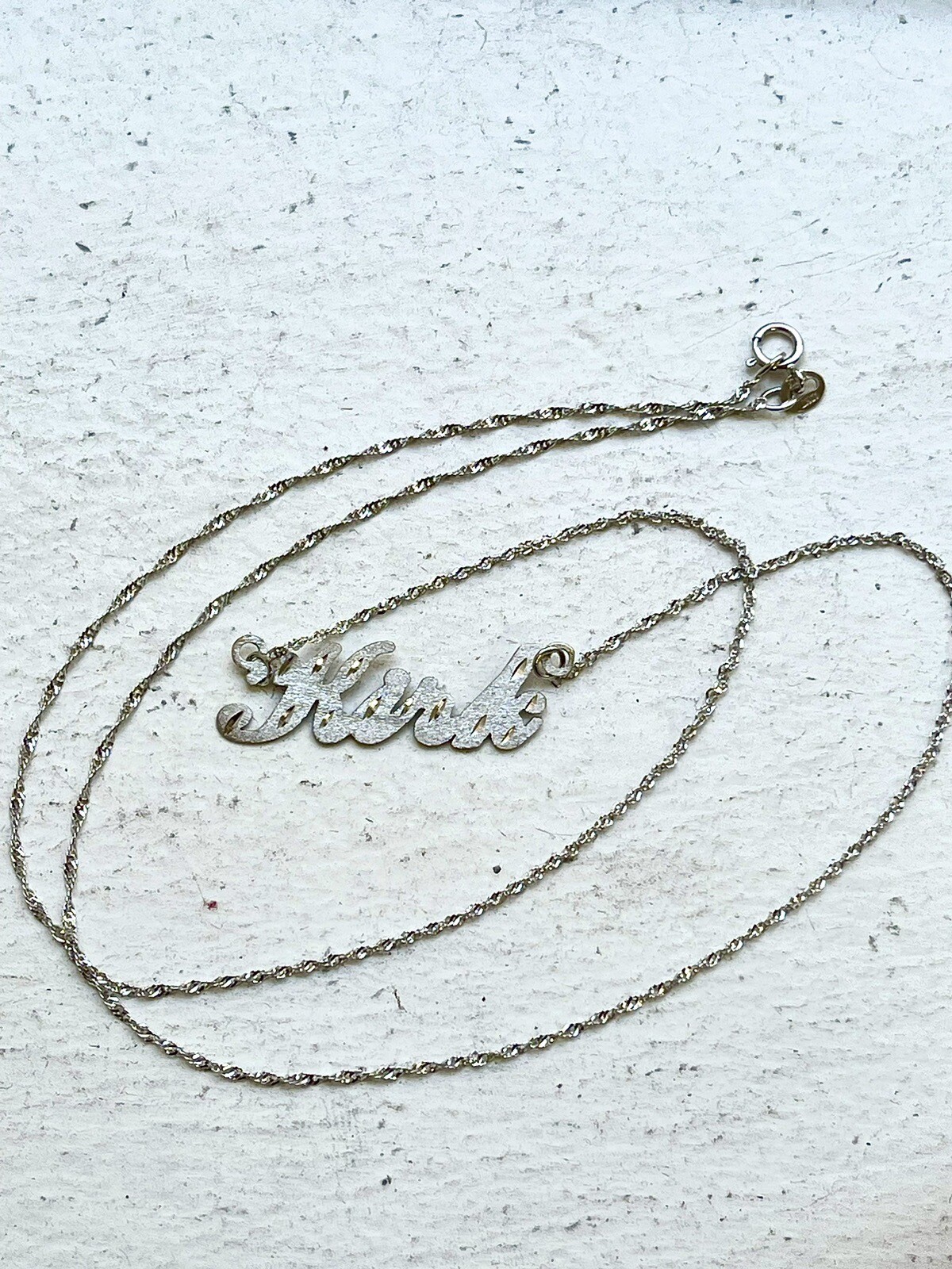 14K Authentic Personalized Custom Name Necklace with Star Dust (Dia-Cut) finish.