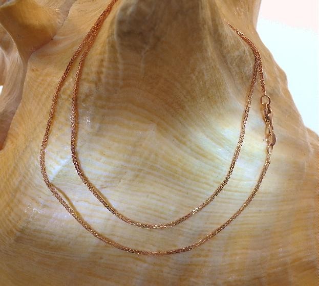 1.0MM SOLID 14K ROSE GOLD DIAMOND-CUT SPIGA SQUARE WHEAT CHAIN NECKLACE 16″-24″