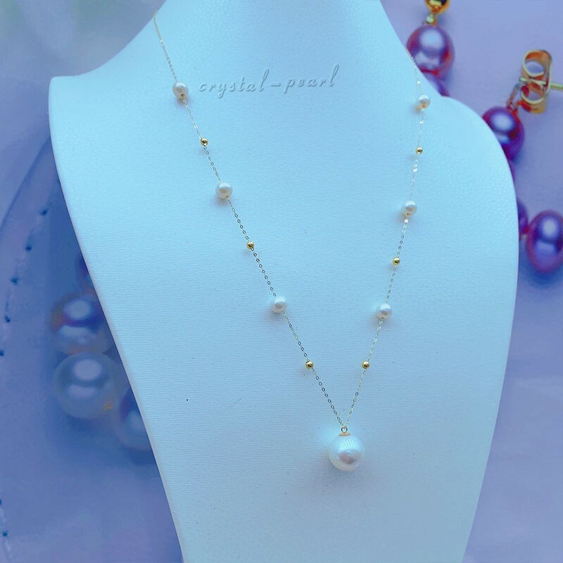 Stunning 18″ AAA+ south sea NATURAL WHITE PEARL NECKLACE 14K