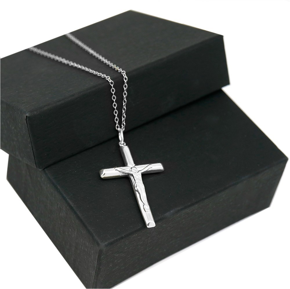 925 Sterling Silver Crucifix Jesus Cross Pendant Rope Chain Necklace 16″-30″