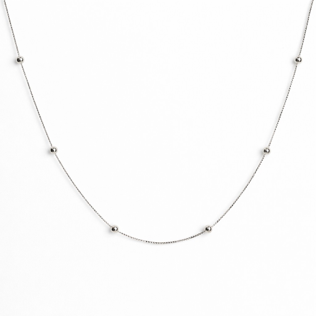 Sterling Silver Box Link & Ball Chain Necklace 70cm #69784