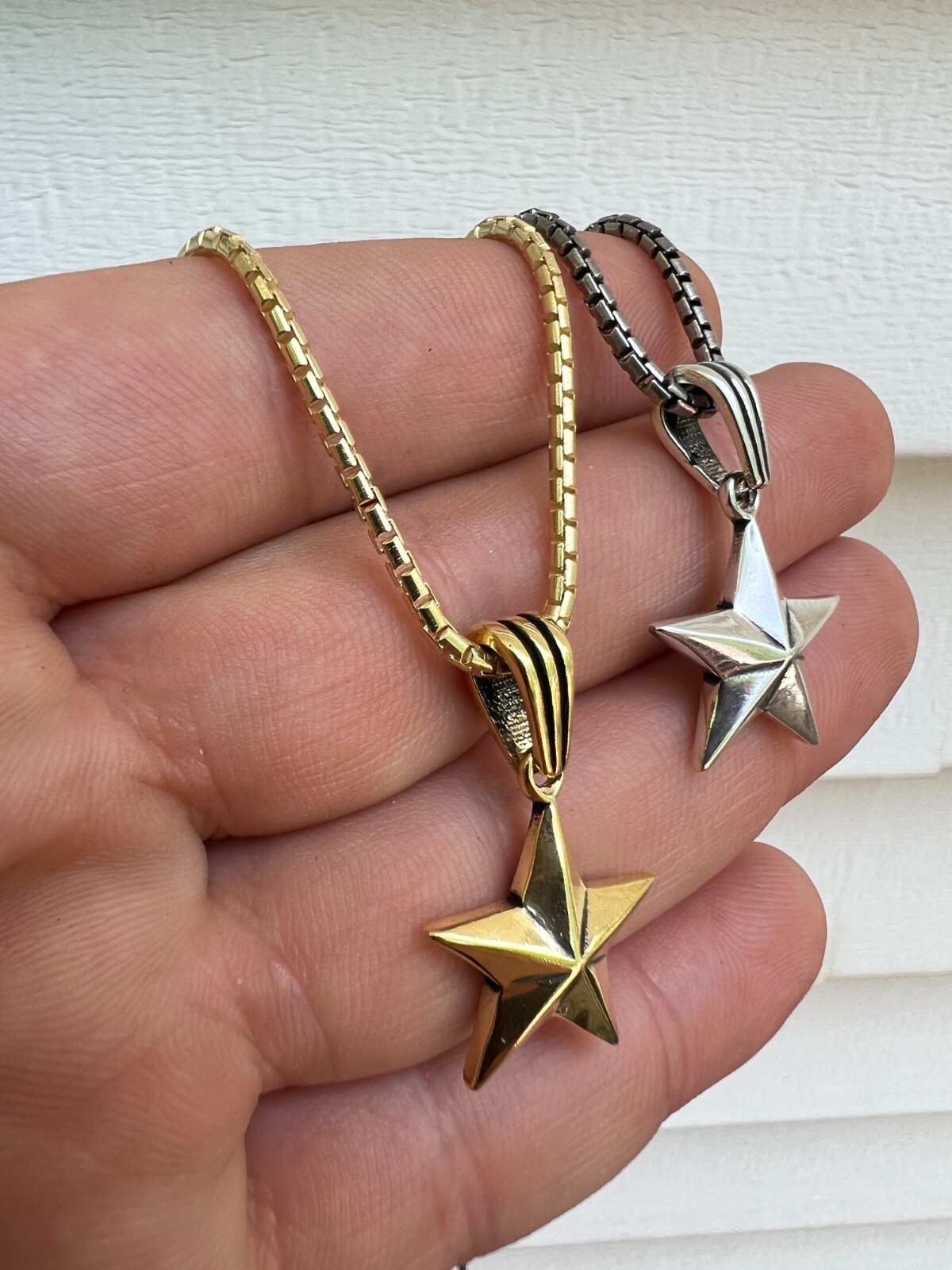 Real 925 Silver / 14k Gold Plated Star Superstar Oxidized Pendant Necklace Charm