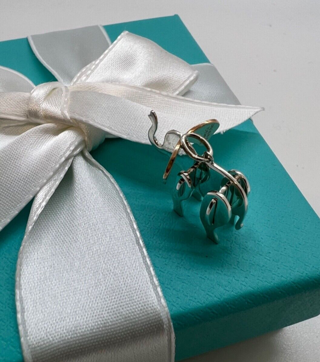Tiffany & Co. Save the Wild Elephant Charm in Sterl Silver/ 18 K R Gold Italy