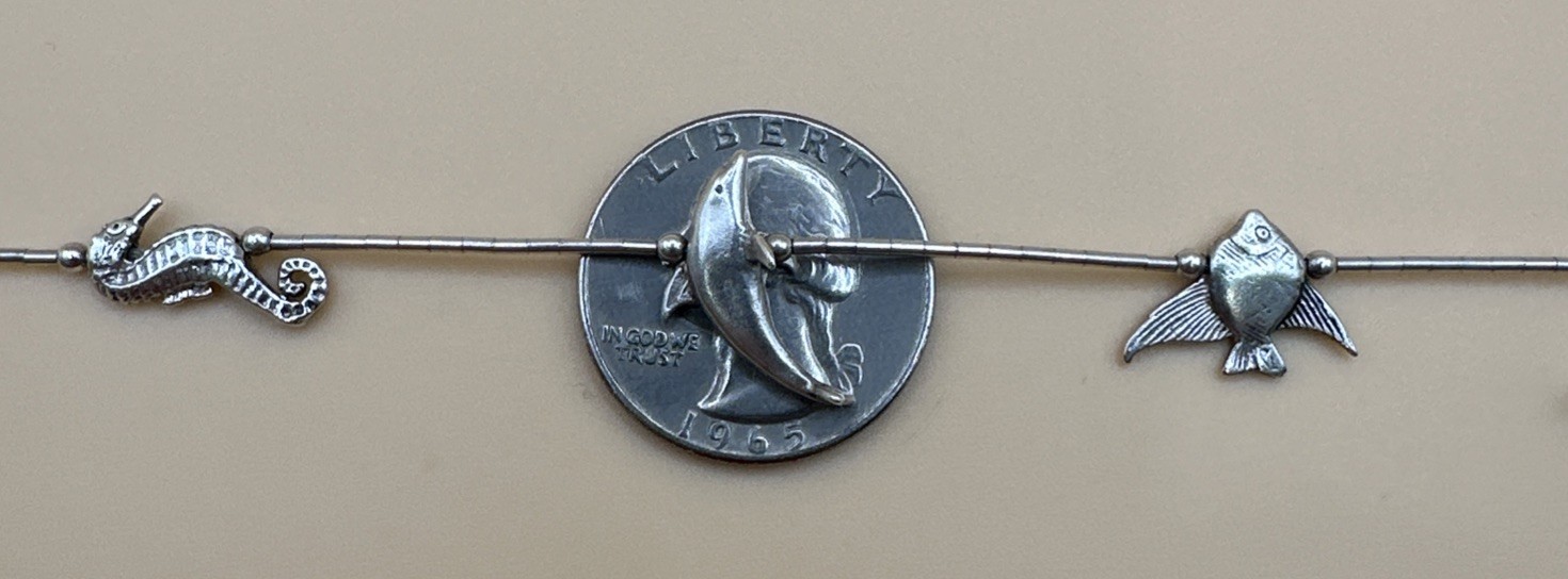 Native American 925 Sterling Silver Sea Life Animals Necklace